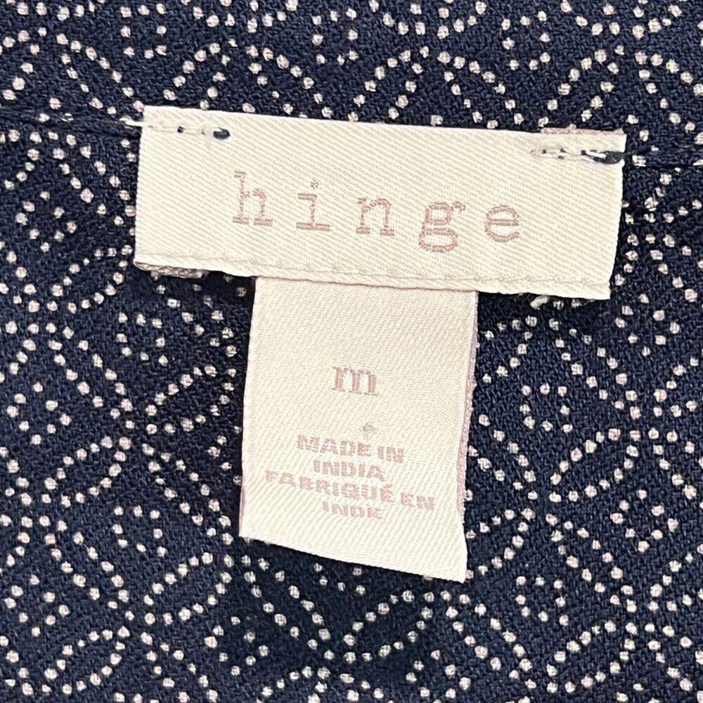 Hinge Geo Pattern Split Neck Tie Ruched Collar Pl… - image 6